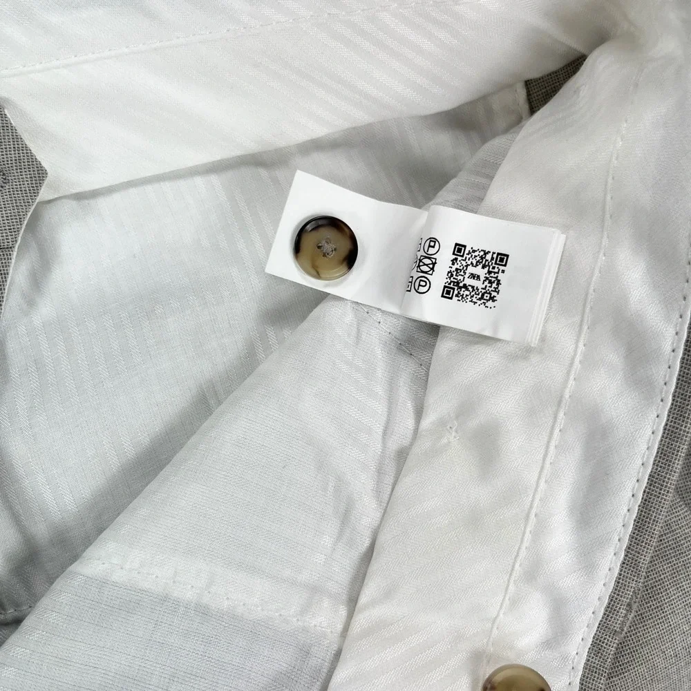 New Zara‎ Dress Pants Mens 31/33X31 Beige Textured Slim Fit Flat Front Trousers
